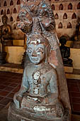 Vientiane, Laos - Wat Si Saket, The gallery around the sim houses thousands of Buddha statues in various mudras, dating  from the 16th century. 